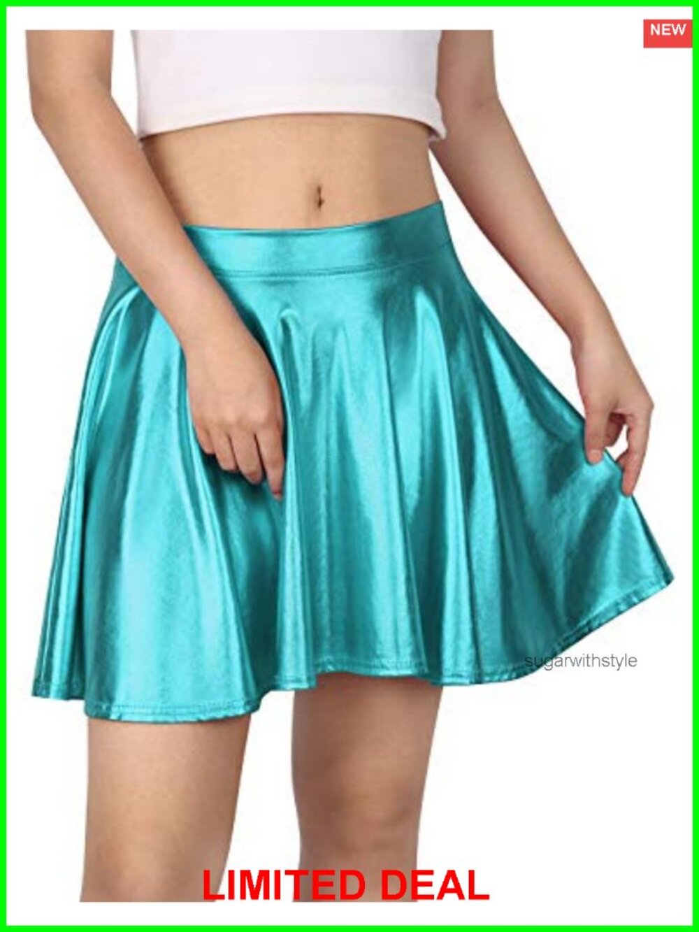 Metallic Pleated Skater Skirt Flowy A-Line Mini